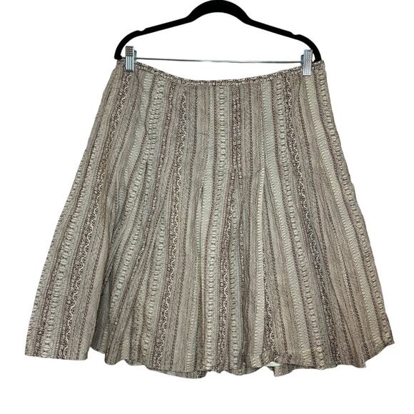 Jones Wear Women's Size 14 A-Line Pleated Circle Skirt Cotton Side Zip Up Brown - Picture 2 of 4